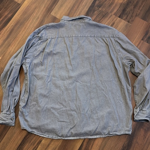 Vintage Wrangler Premium Quality Gray Denim Button Down 100% Cotton- 3XL - Picture 3 of 9